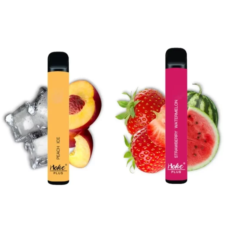 E-liquide hoke plus 800 puff aromatisé à la pastèque et à la fraise avec 0 ou 2% de nicotine, infusé au cbd de suisse.