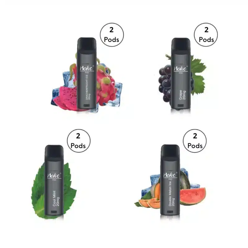 Quatre types différents de hoke pods infusés d'huile de cbd fabriqués en suisse.