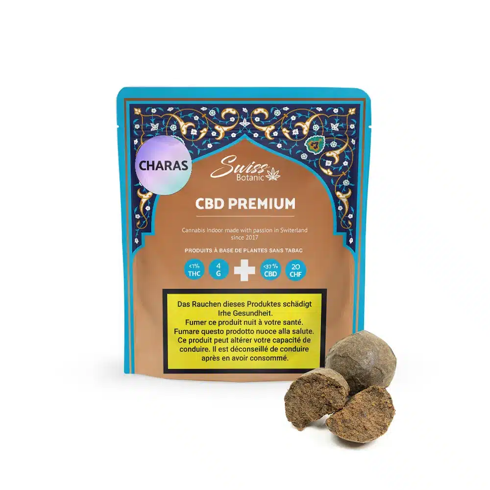 Un sachet de Charas Hash CBD Premium.